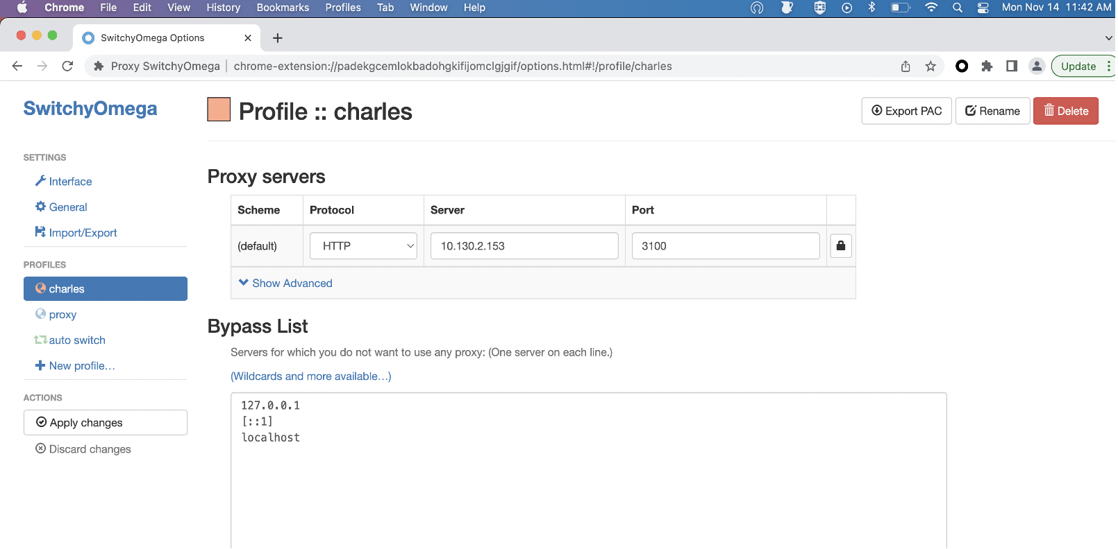 Using Charles in Chrome browser