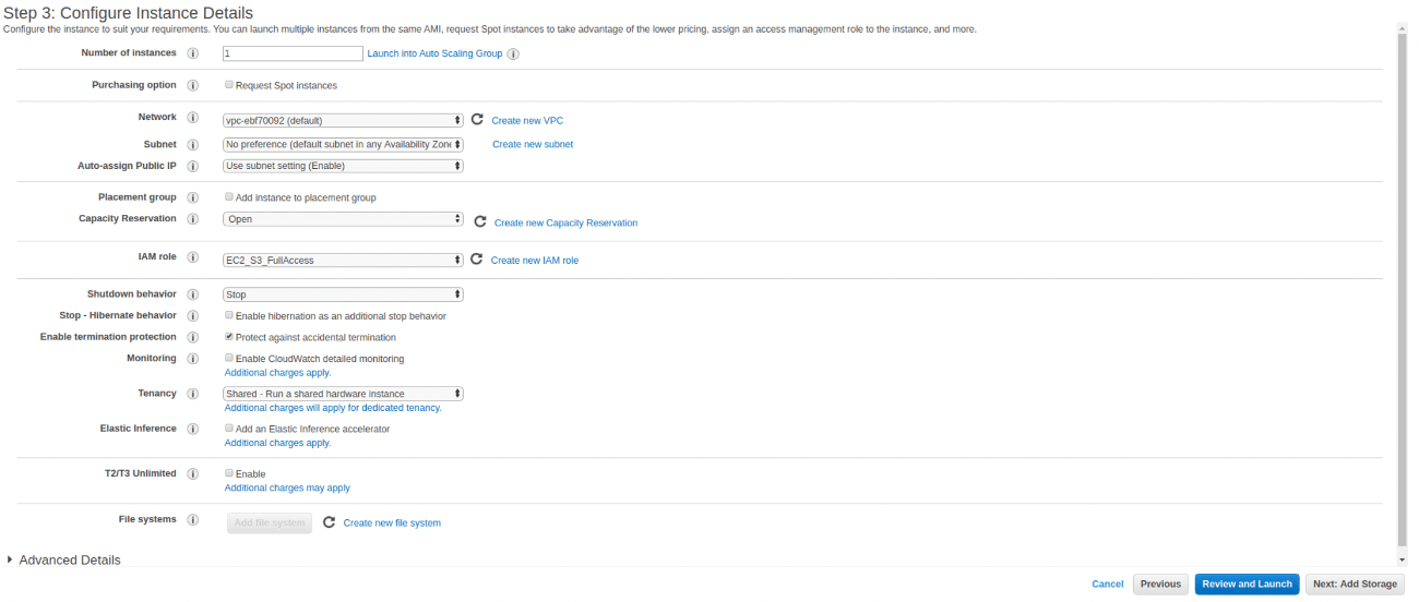 Configure Instance Details